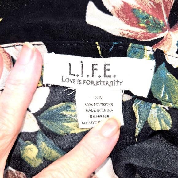 L.I.F.E. 3X Black Women's Maxi High Slits Cover Up Dress Plus 22W 24W 3XL XXXL - Picture 3 of 7